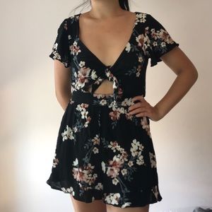 American Eagle Black Floral Romper